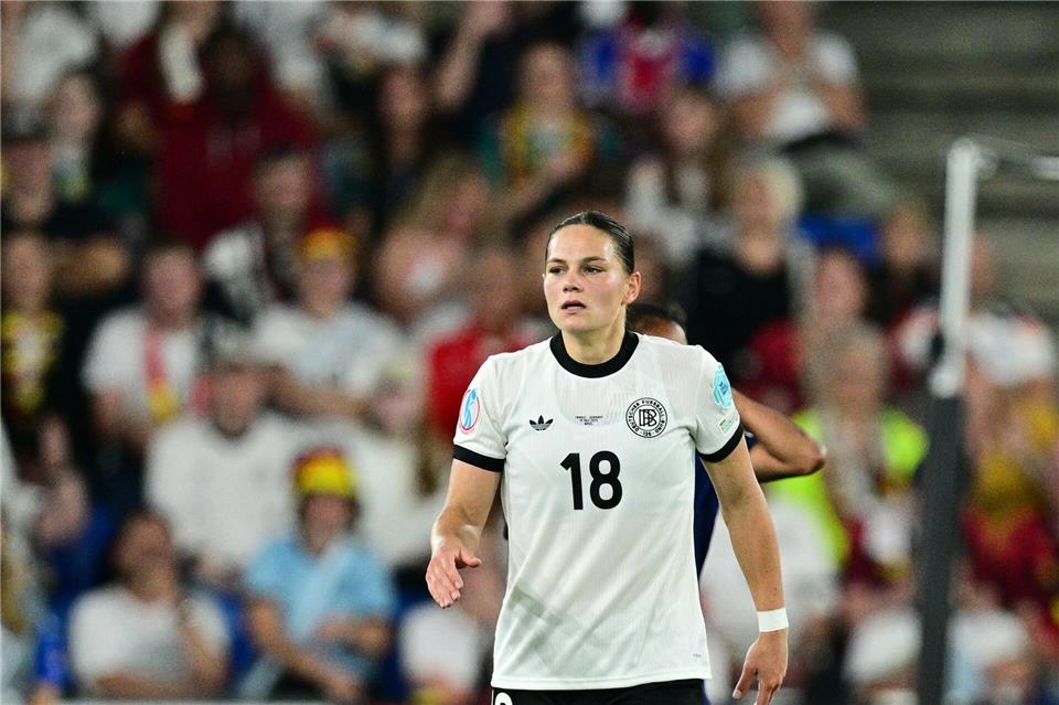 Leipzigs Nationalspielerin Giovanna Hoffman traf zum 3:4 bei Eintracht Frankfurt. Sebastian Christoph Gollnow/dpa
