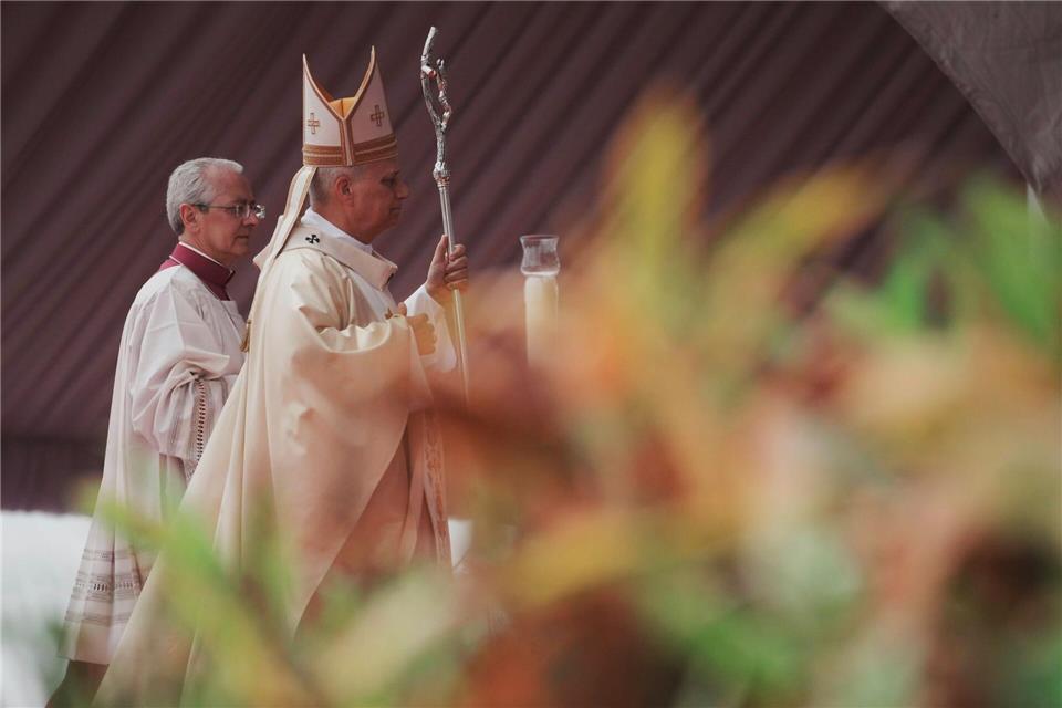 Leo feierte eine der bislang größten Messen seiner fast einjährigen Amtszeit.Andrew Medichini/AP/dpa