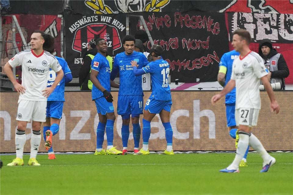 Leverkusen jubelt in Frankfurt.Marc Schüler/dpa