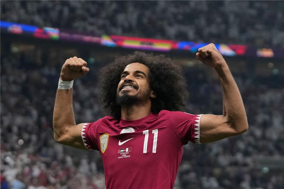 Lieferte zwei Assists im entscheidenden Spiel: Akram Afif.Thanassis Stavrakis/AP/dpa