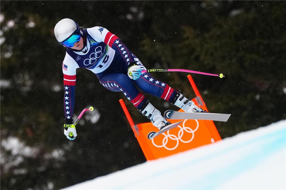 Lindsey Vonn steht vor ihrem letzten olympischen Auftritt.Michael Kappeler/dpa