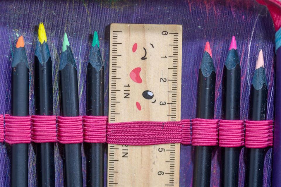 Lineale stecken in vielen Federtaschen von Schülerinnen und Schülern. (Symbolbild)Hendrik Schmidt/dpa