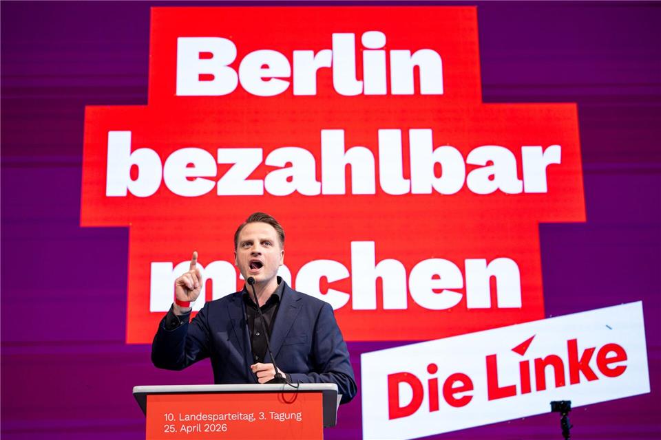 Linke-Landesvorsitzender Max Schirmer kritisiert Überlegungen zu Kürzungen beim kostenlosen Schulessen. (Archivbild) Fabian Sommer/dpa