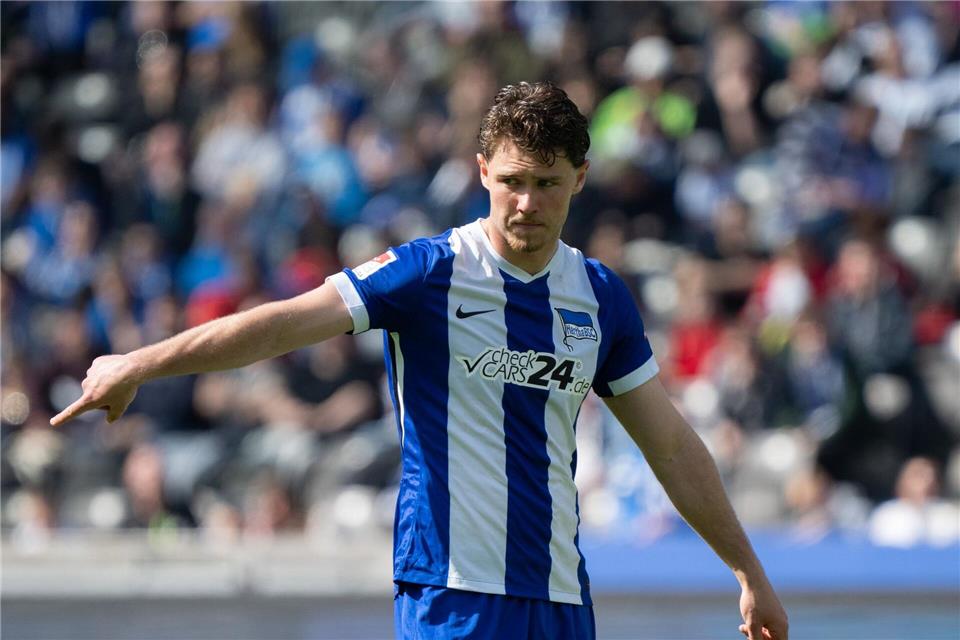 Linus Gechter fehlte Hertha im Mannschaftstraining vor dem Spiel gegen Kaiserslautern. Soeren Stache/dpa