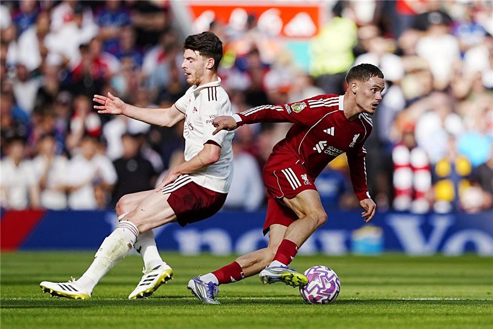 Liverpool-Neuzugang Florian Wirtz konnte dem Spiel seines Teams nur wenige Impulse geben.Peter Byrne/PA Wire/dpa