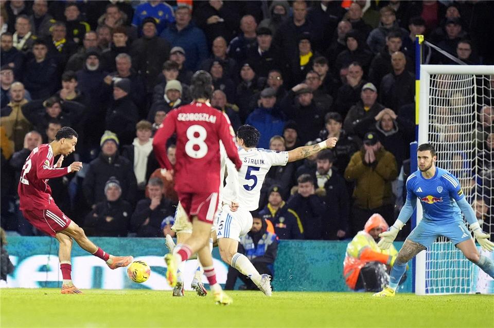 Liverpools Hugo Ekitike traf bei Leeds United doppelt, für einen Sieg hat es dennoch nicht gereicht.Danny Lawson/PA Wire/dpa