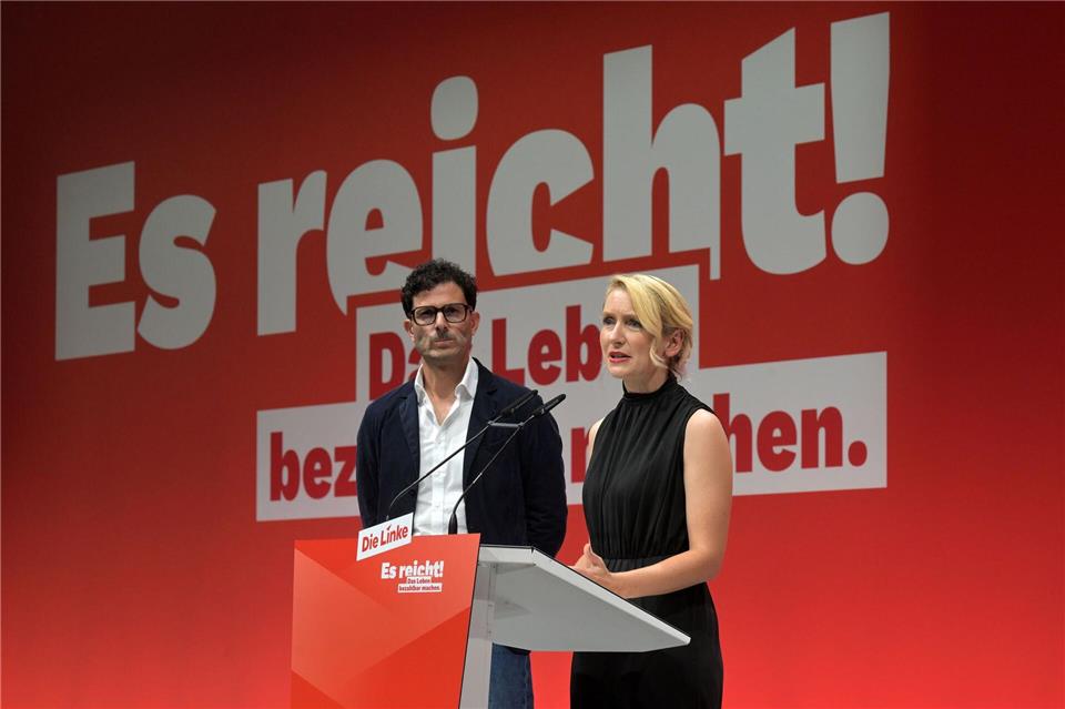 Luigi Pantisano und Ines Schwerdtner sind das neue Führungsduo der Linken. Michael Bahlo/dpa