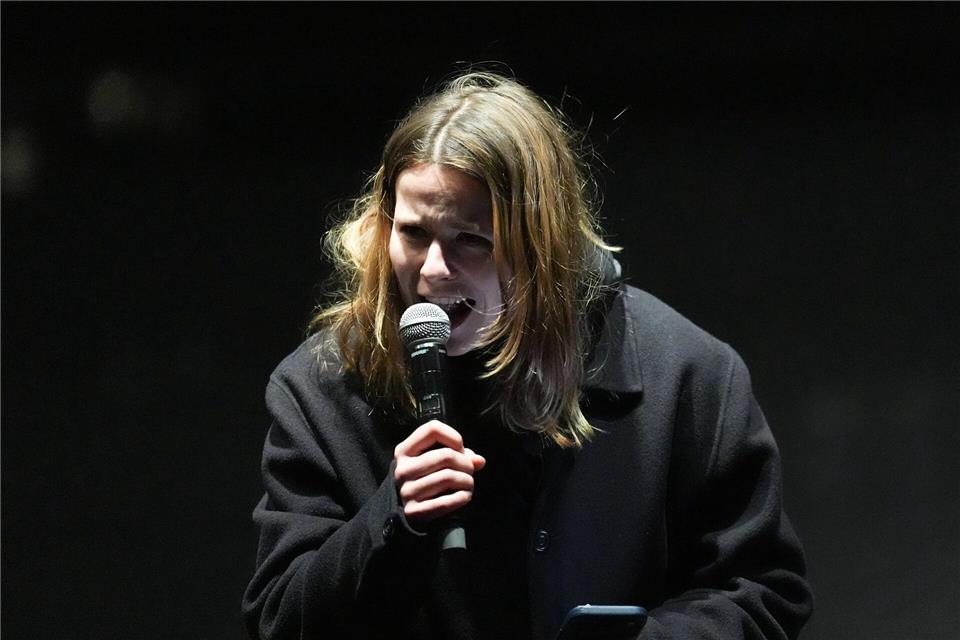 Luisa Neubauer sprach zum Abschluss der Kundgebung.Marcus Brandt/dpa