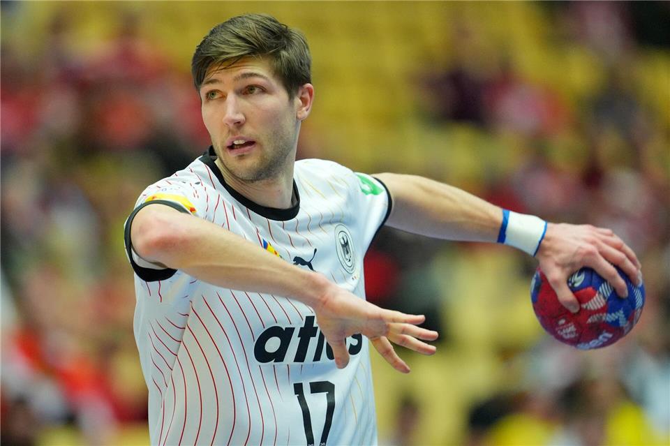 Lukas Zerbe (THW Kiel) ist ein zuverlässiger Siebenmeterwerfer.Soeren Stache/dpa