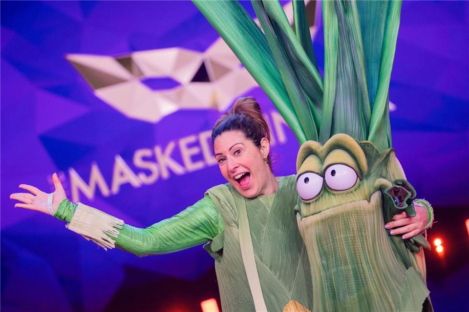 Madita van Hülsen als „Der Lauch“ in der Prosieben-Show „The Masked Singer“.Rolf Vennenbernd/dpa