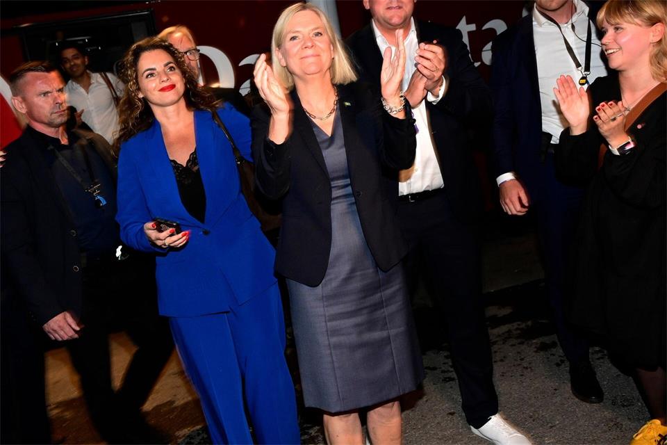 Magdalena Anderssons Sozialdemokraten werden wohl stärkste Kraft.Jonas Ekstroemer/TT News Agency/AP/dpa