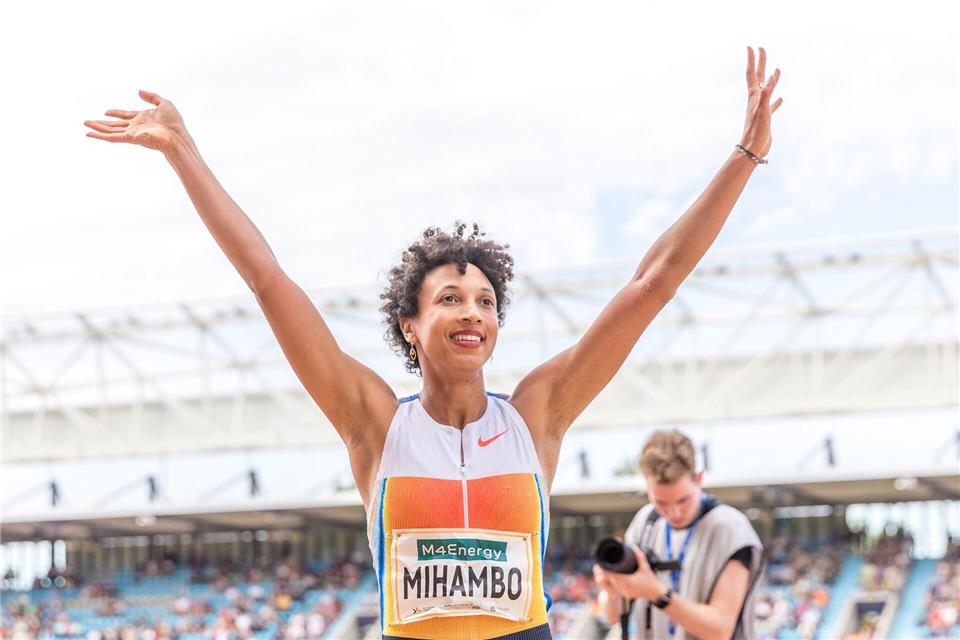 Malaika Mihambo gelang in Eugene ein Sprung über sieben Meter.Frank Hammerschmidt/dpa