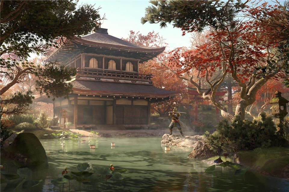 Malerisch: Yasuke beim Training an einem Teich.Ubisoft/dpa-tmn