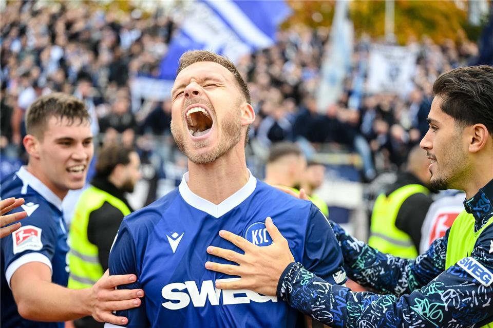 Marcel Franke möchte mit dem KSC den Zweitrundeneinzug im DFB-Pokal klarmachen.Harry Langer/dpa