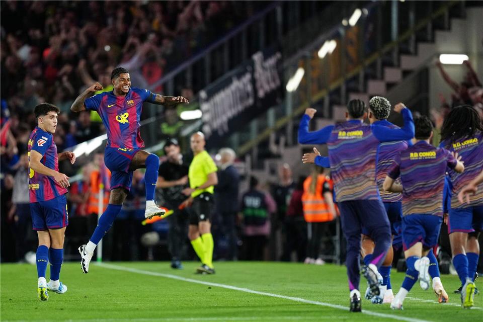 Marcus Rashford ließ den FC Barcelona und seine Fans bereits in der 9. Minute jubeln. Joan Mateu Parra/AP/dpa