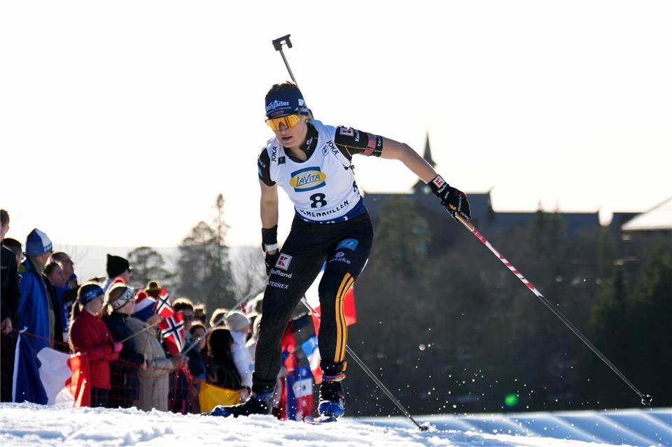 Marlene Fichtner auf der Strecke am Holmenkollen.Heiko Junge/NTB/dpa