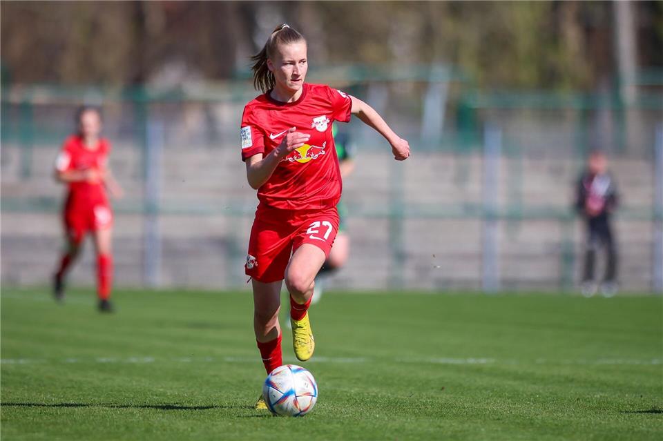 Marlene Müller sorgte für die Leipziger Führung gegen Werder Bremen. (Archivbild) Jan Woitas/dpa