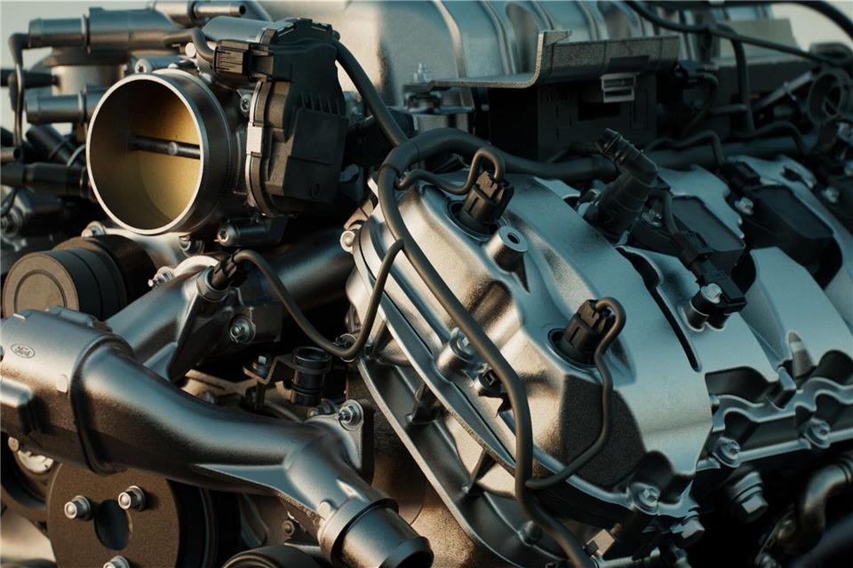 Maschinenbaukunst: Klassischer V8-Motor mit Kompressor mit 5.163 ccm.Ford/dpa-tmn
