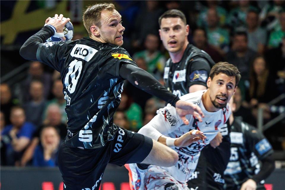 Mathias Gidsel führte die Füchse Berlin zu einen klaren Sieg beim THW Kiel. (Archivbild)Andreas Gora/dpa