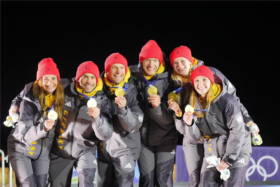 Medaillenbank Eiskanal: Die Rodlerinnen und Rodler lieferten mit Skeleton- und Bobteams die meisten Medaillen. (Archivbild)Michael Kappeler/dpa