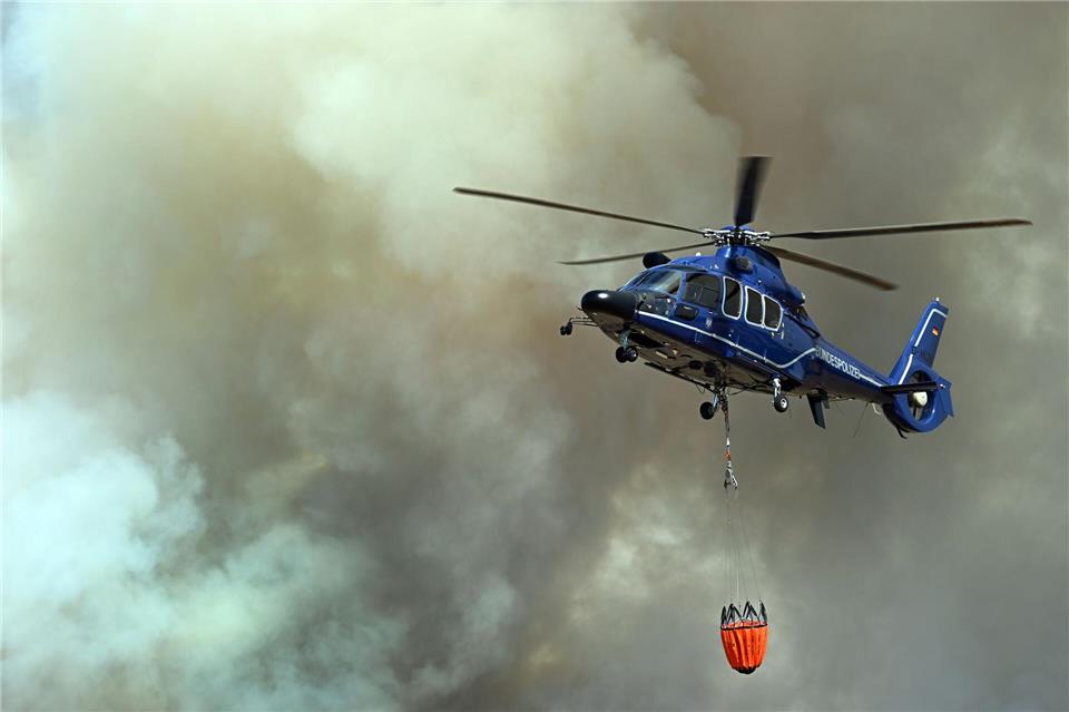 Mehrere Hundert Hektar Waldfläche brennen.Federico Gambarini/dpa
