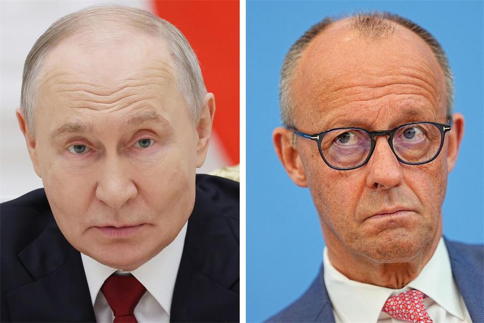 Merz gegen Putin: Die deutsch-russische Konfrontation verschärft sich.Vyacheslav Prokofyev/Pool Sputnik Kremlin/AP/dpa