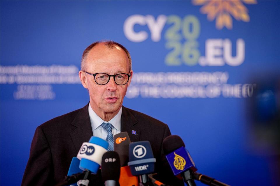 Merz macht zum Beginn des EU-Gipfels eine klare Ansage zum Haushalt.Kay Nietfeld/dpa