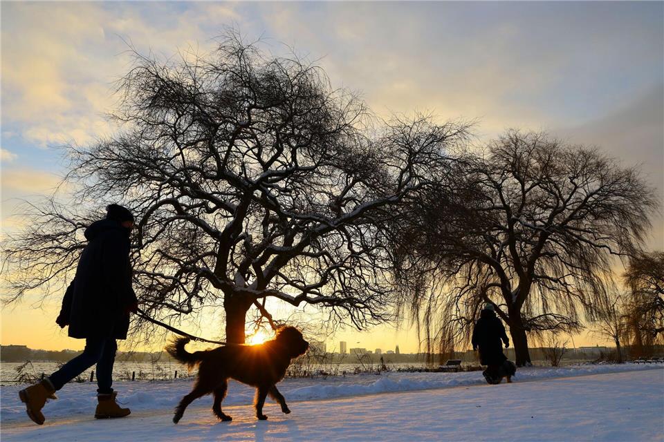 Meteorologen erwarten am Freitag bis zu 15 Zentimeter Neuschnee und kräftigen Wind in Norddeutschland. Christian Charisius/dpa