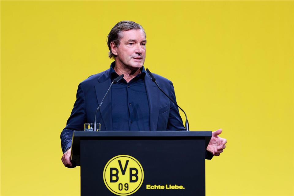 Michael Zorc stellt sich den BVB-Aktionären in einer Rede vor.Bernd Thissen/dpa