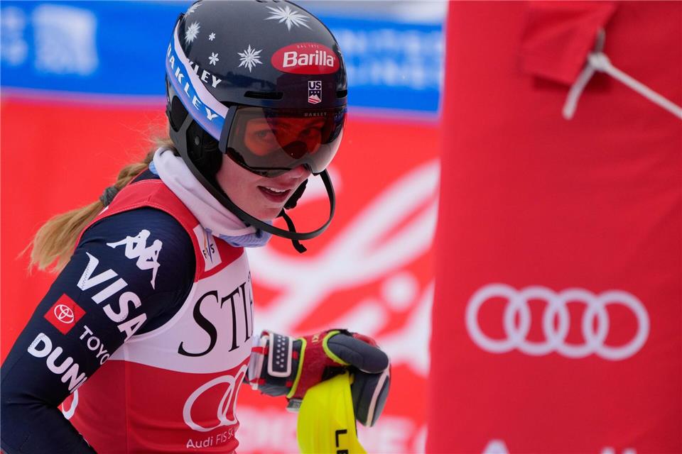 Mikaela Shiffrin feierte im dritten Slalom der Saison den dritten Sieg.John Locher/AP/dpa