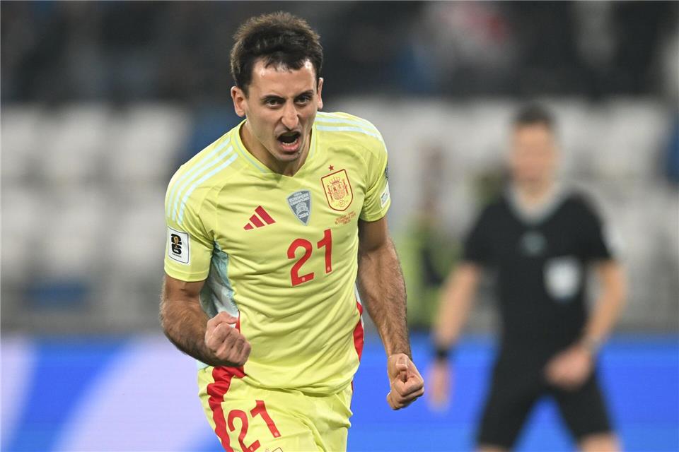 Mikel Oyarzabal führte Spanien mit einem Doppelpack zum Sieg.Tamuna Kulumbegashvili/AP/dpa