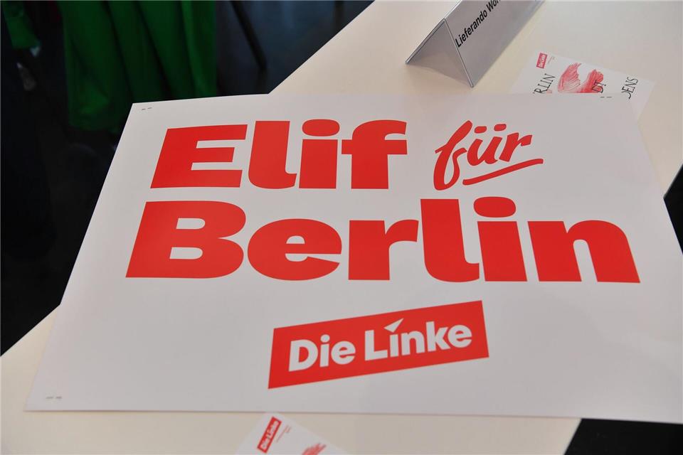 Mit „Elif für Berlin“ zieht die Linke in den Wahlkampf.Paul Zinken/dpa