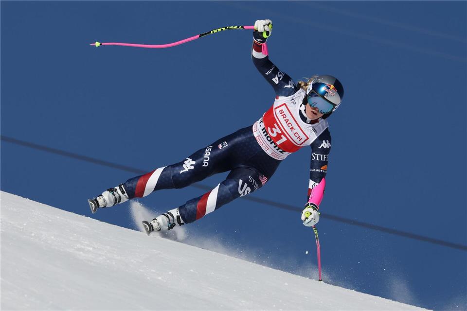 Mit Startnummer 31 auf Platz 14: Lindsey Vonn zeigte eine starke Fahrt.Marco Trovati/AP/dpa