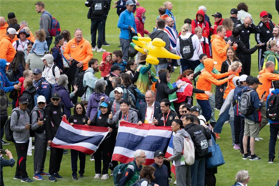 Mit einer Zeremonie im Dresdner Heinz-Steyer-Stadion sind die World Transplant Games zu Ende gegangen.Sebastian Kahnert/dpa