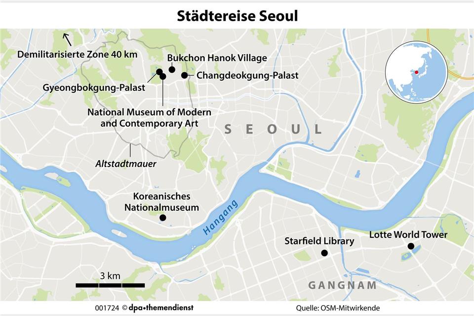 Mit rund 25 Millionen in der Metropolregion ist Seoul eine der bevölkerungsreichsten Städte der Welt - und reich an Sehenswürdigkeiten ohnehin. dpa-infografik/dpa-tmn