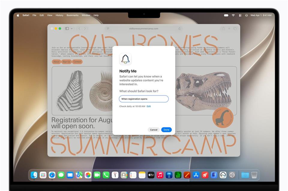 „Mitteilung an mich“: Dieses neue Safari-Feature ermöglicht es, Webseiten beobachten zu lassen und bei Änderungen, etwa Verfügbarkeiten von Produkten, automatisch benachrichtigt zu werden.Apple Inc./dpa-tmn