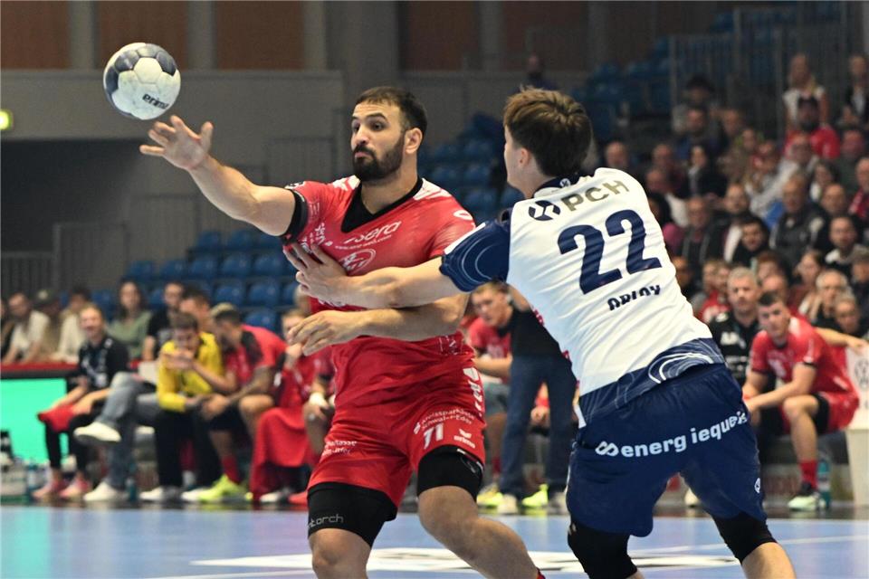 Mohamed Darmoul war gegen Fredericia der beste Werfer Melsungens (Archivbild).Swen Pförtner/dpa