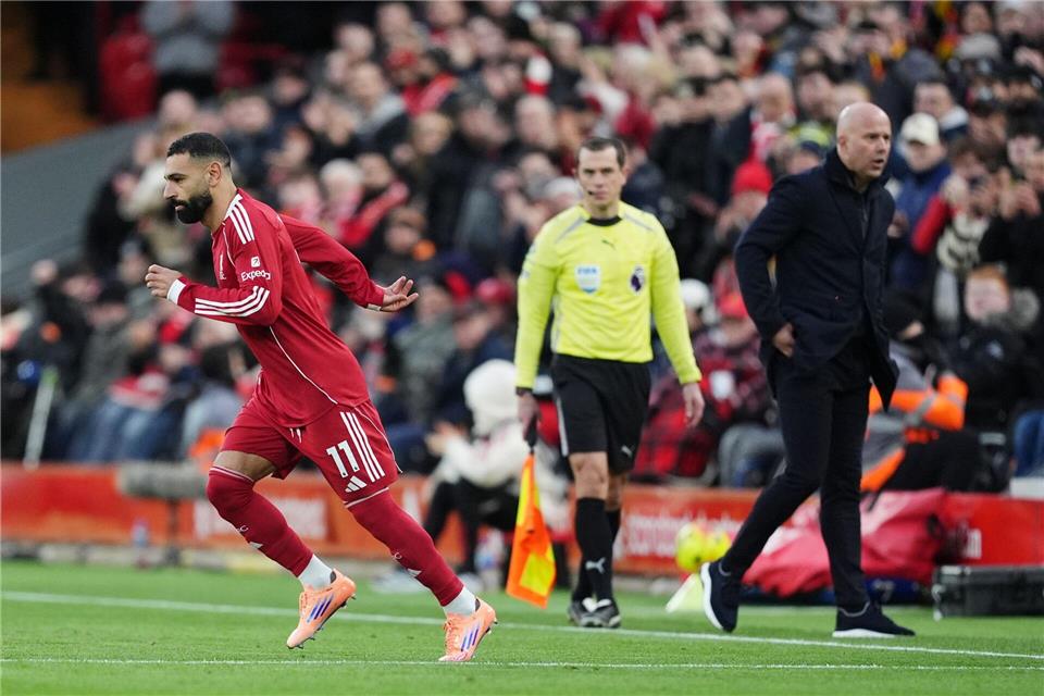 Mohamed Salah wurde beim Ligaspiel gegen Brighton & Hove Albion eingewechselt.Martin Rickett/PA Wire/dpa