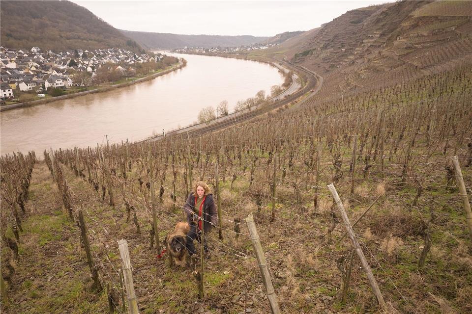 Mosel-Winzerin Kira Blinn hofft, dass auf die frühlingshaften Temperaturen kein Frost folgt. Thomas Frey/Thomas Frey