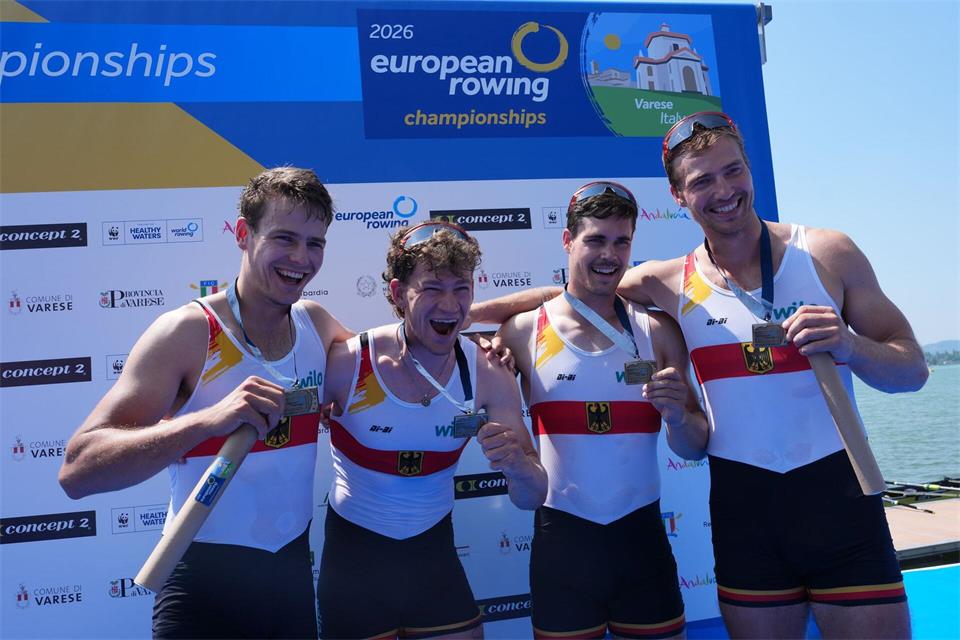 Nach EM-Bronze wurde der Männer-Vierer bei der WM Vierter. (Archivbild) Antonio Calanni/AP/dpa