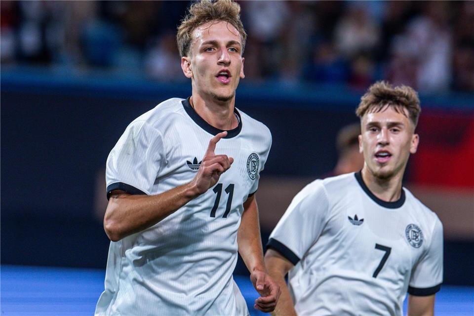 Deutsche U21 ohne Collins und Gruda gegen Griechenland Nach starker Leistung gegen Lettland diesmal nicht dabei: Brajan Gruda (r).Jens Büttner/dpa