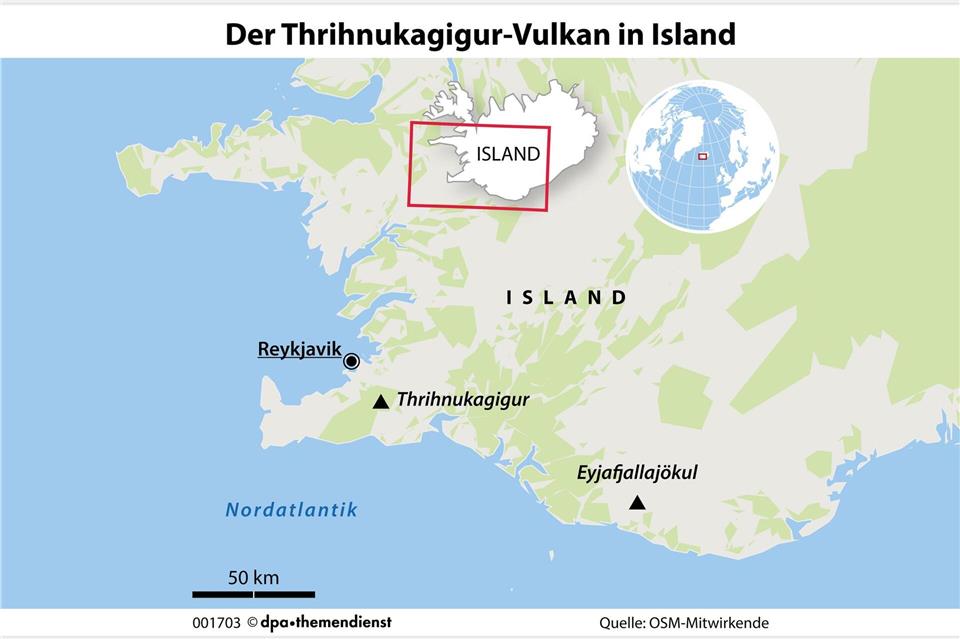 Nahe dem Skigebiet Bláföll bei Reykjavik liegt der Thrihnukagigur-Vulkan, der zuletzt vor etwa 4000 Jahren aktiv war. Die Magmakammer lief unterirdisch vollständig leer und es blieb ein gewaltiger, intakter Hohlraum – und ein weltweit selten zugängliches geologisches Schauspiel.dpa-infografik/dpa-tmn