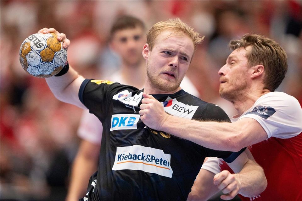 Nationalspieler Matthes Langhoff war bester Werfer der Füchse bei Kolstad. (Archivbild)Bo Amstrup/Ritzau Scanpix Foto/dpa