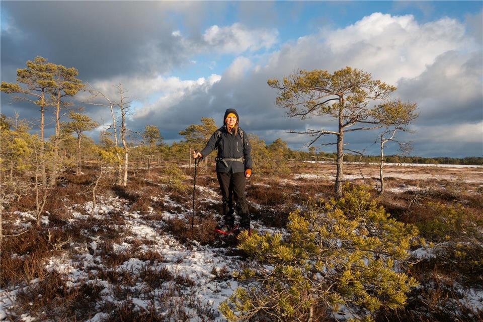 Naturführerin Mari Toom führt durch das Moor Kakerdaja - und weiß, wo man auch abseits der Pfade sicher laufen kann.Andreas Drouve/dpa-tmn