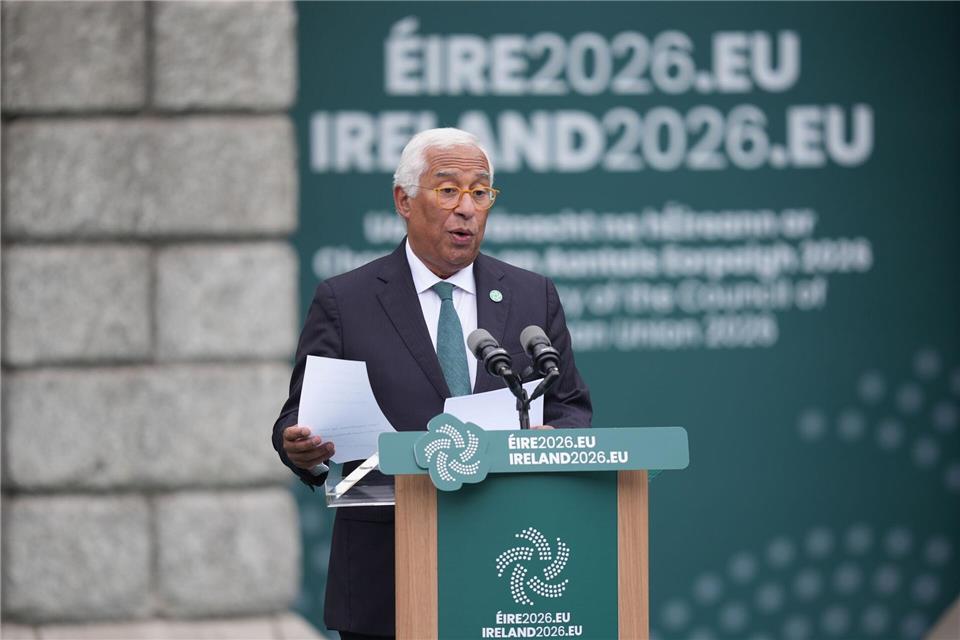 Neben Selenskyj war auch EU-Ratspräsident António Costa zu Gast in Dublin.Niall Carson/PA Wire/dpa