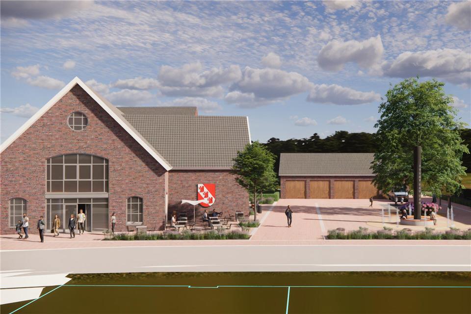 Neben dem Gemeinschaftshaus soll der neue Dorfplatz entstehen.