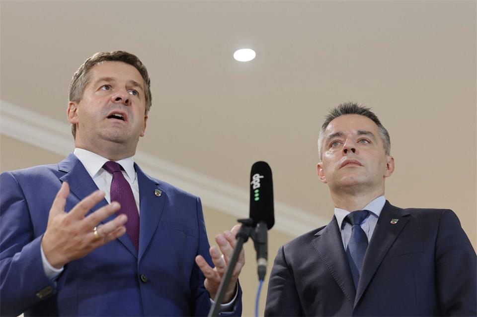 Neuanfang: CDU-Fraktionschef Sven Schulze und der Parlamentarische Geschäftsführer Stefan Ruland.Matthias Bein/dpa