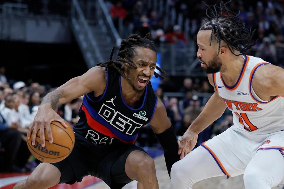 New Yorks Starspieler Jalen Brunson agierte gegen Detroit unauffällig. Duane Burleson/AP/dpa