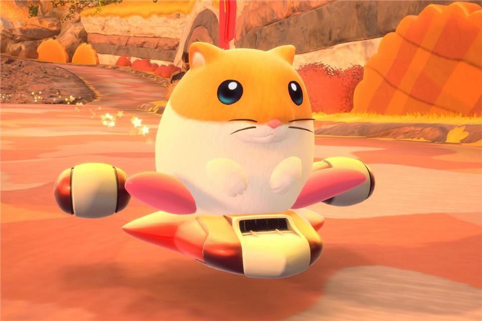 Niedlicher Turbo-Nager: Spielfigur Rick sieht aus wie ein kugeliger Hamster mit rosa Patschefüßen.Nintendo/dpa-tmn