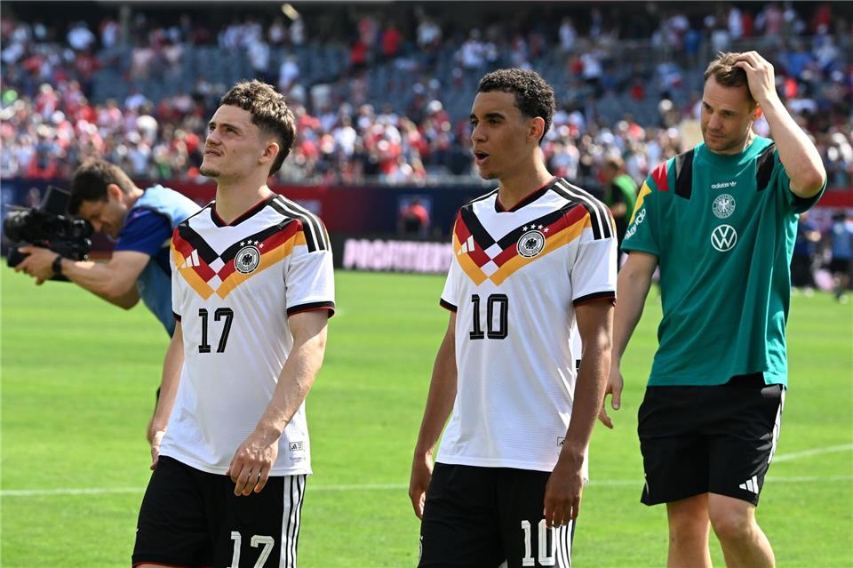 Noch Luft nach oben: Florian Wirtz und Jamal Musiala nach der WM-Generalprobe in Chicago. (Archivbild) Federico Gambarini/dpa